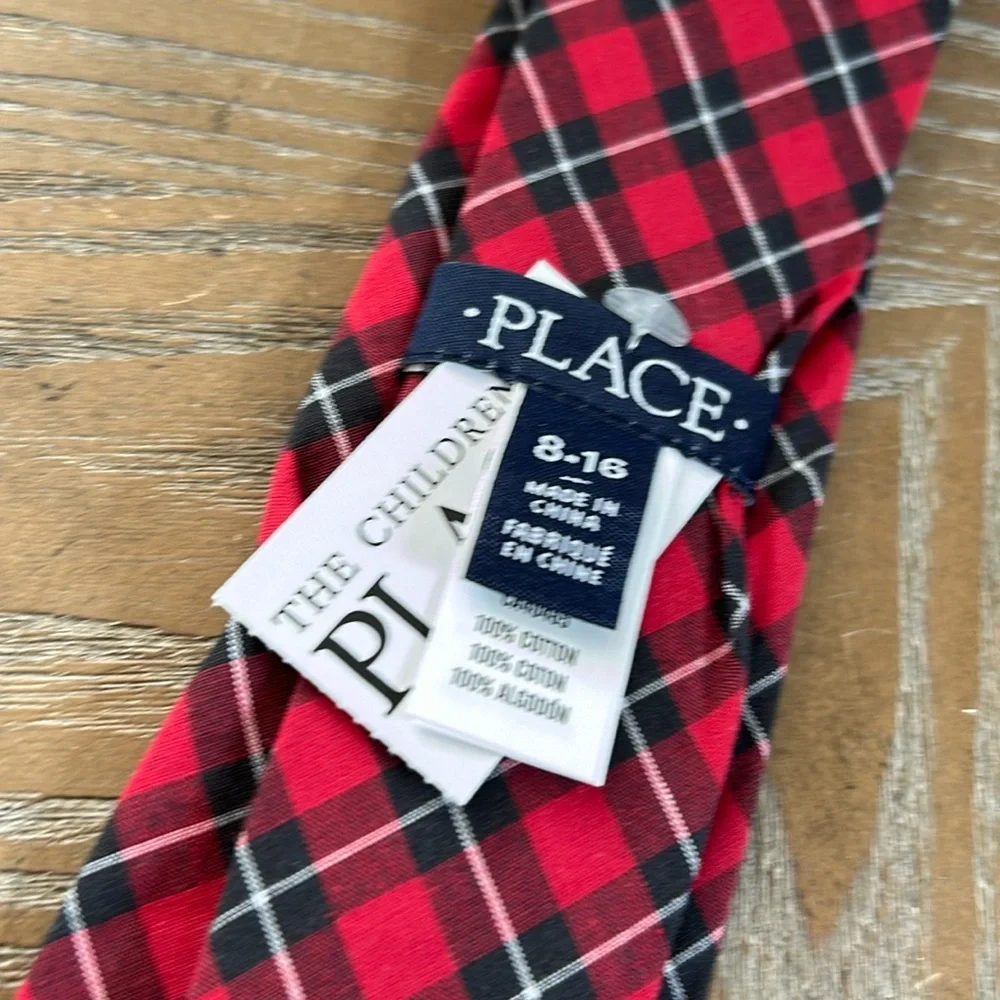NEW! Big Boys Red & Black Plaid Winter Holiday Neck Tie